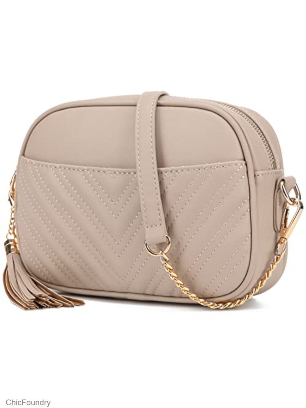 Quilted PU Leather Small Crossbody Shoulder Bag Adjustable Strap Multi Pocket